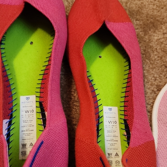 Rothy's X Marta Ferri Flats Flame Azalea Colorblock Especial Edition Retired - Picture 15 of 15